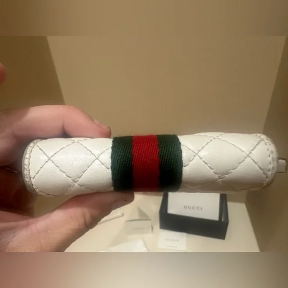 Gucci GG Marmont Sherry Leather Quilted BifoldWallet White